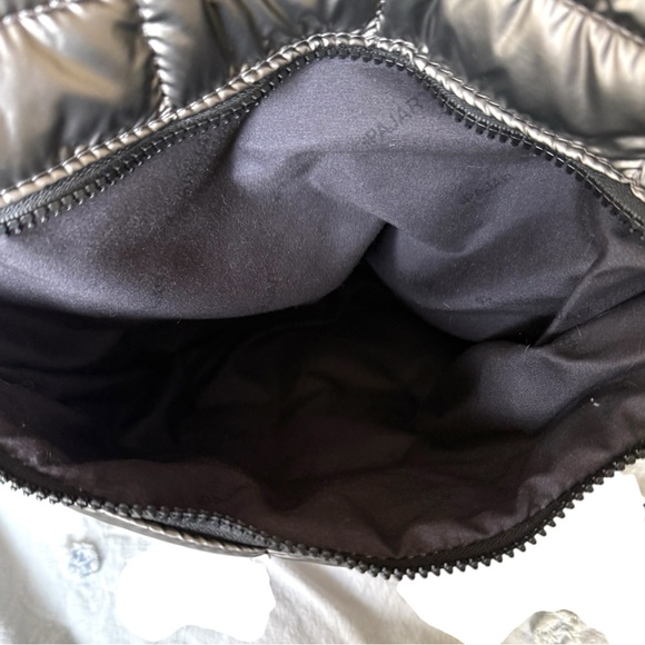 Pajar North South Silver Puffy Quilted Tote Bag Crossbody - Picture 7 of 8